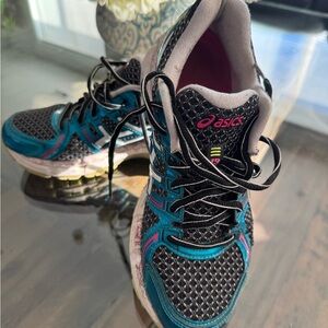 ASICS Women's Black and Blue Athletic Shoes